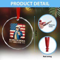 Patriotic George Washington Crystal Glass Ornament No Kings In America