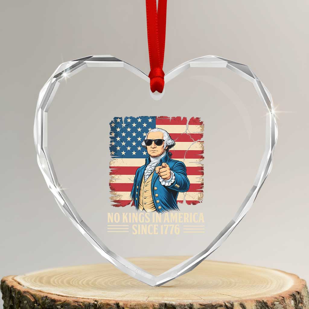 Patriotic George Washington Heart Crystal Glass Ornament No Kings In America