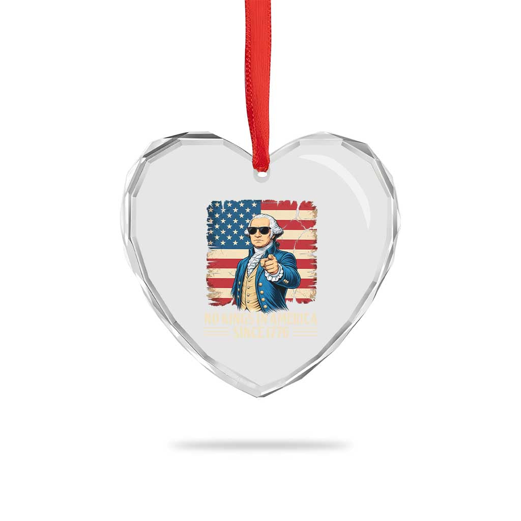 Patriotic George Washington Heart Crystal Glass Ornament No Kings In America