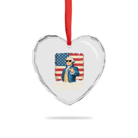 Patriotic George Washington Heart Crystal Glass Ornament No Kings In America