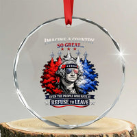 Patriotic George Washington Sunglasses and Fighter Jets Crystal Glass Ornament Imagine A Country So Great Pride