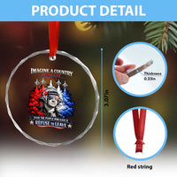 Patriotic George Washington Sunglasses and Fighter Jets Crystal Glass Ornament Imagine A Country So Great Pride