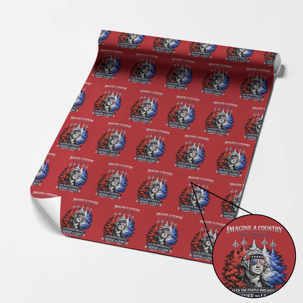 Patriotic George Washington Sunglasses and Fighter Jets Wrapping Paper Roll Imagine A Country So Great Pride
