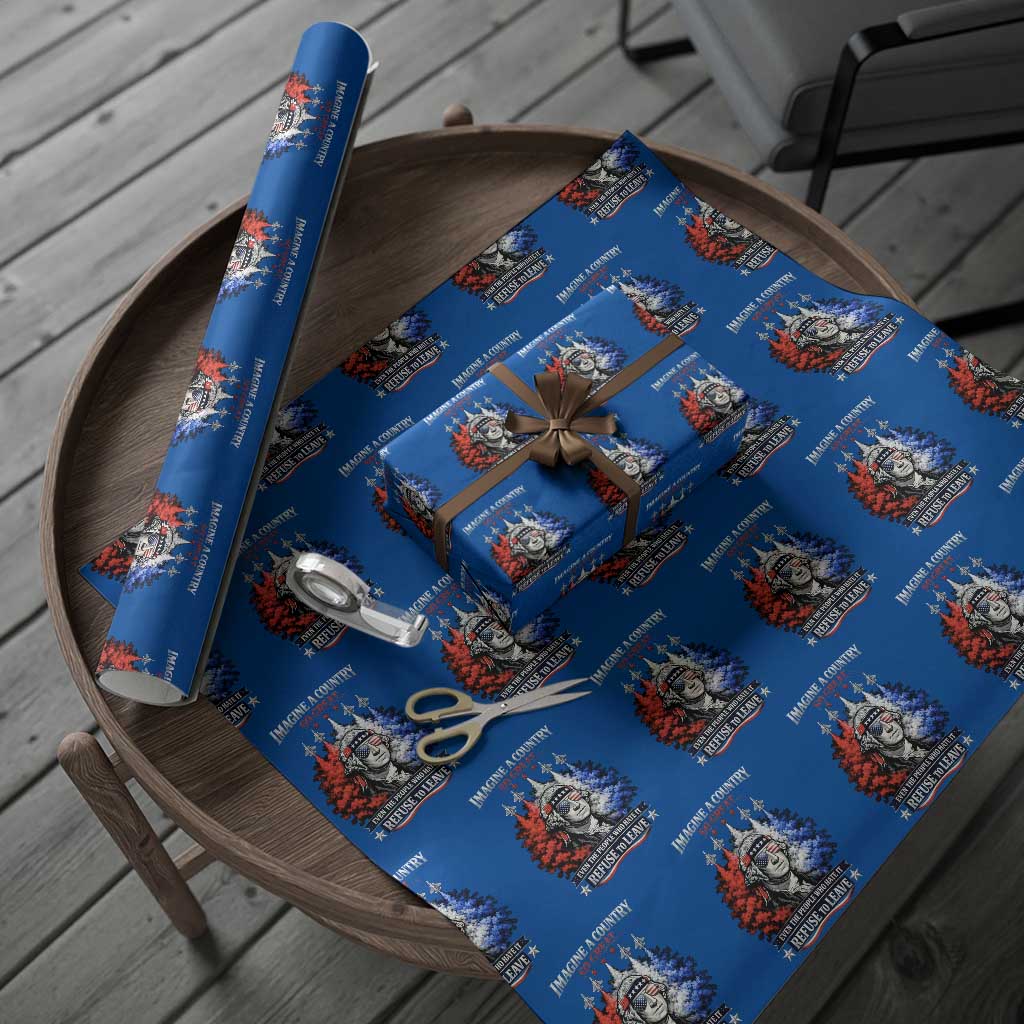 Patriotic George Washington Sunglasses and Fighter Jets Wrapping Paper Roll Imagine A Country So Great Pride
