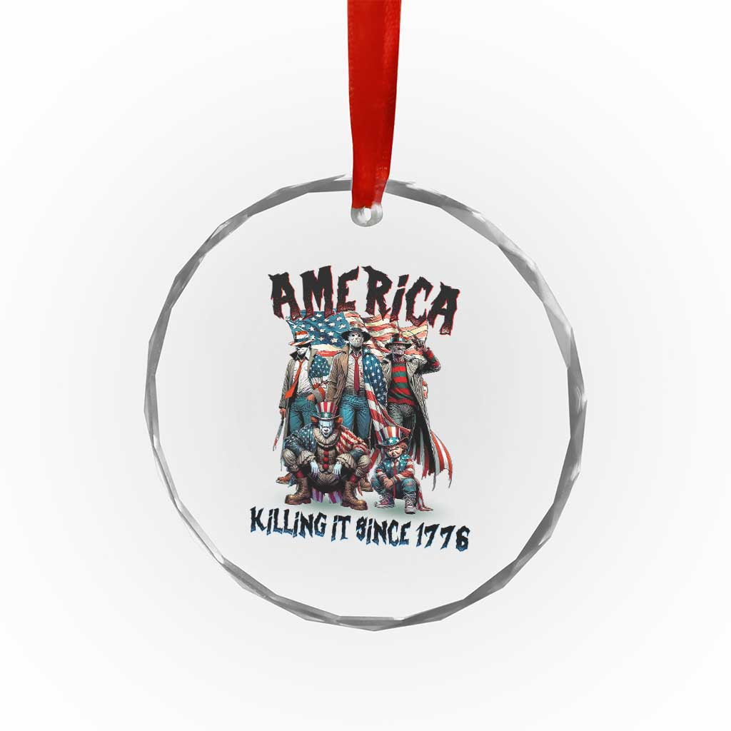 Patriotic Horror Mashup Crystal Glass Ornament America Killing It Since 1776 TS02