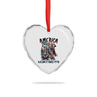 Patriotic Horror Mashup Heart Crystal Glass Ornament America Killing It Since 1776 - Wonder Print Shop
