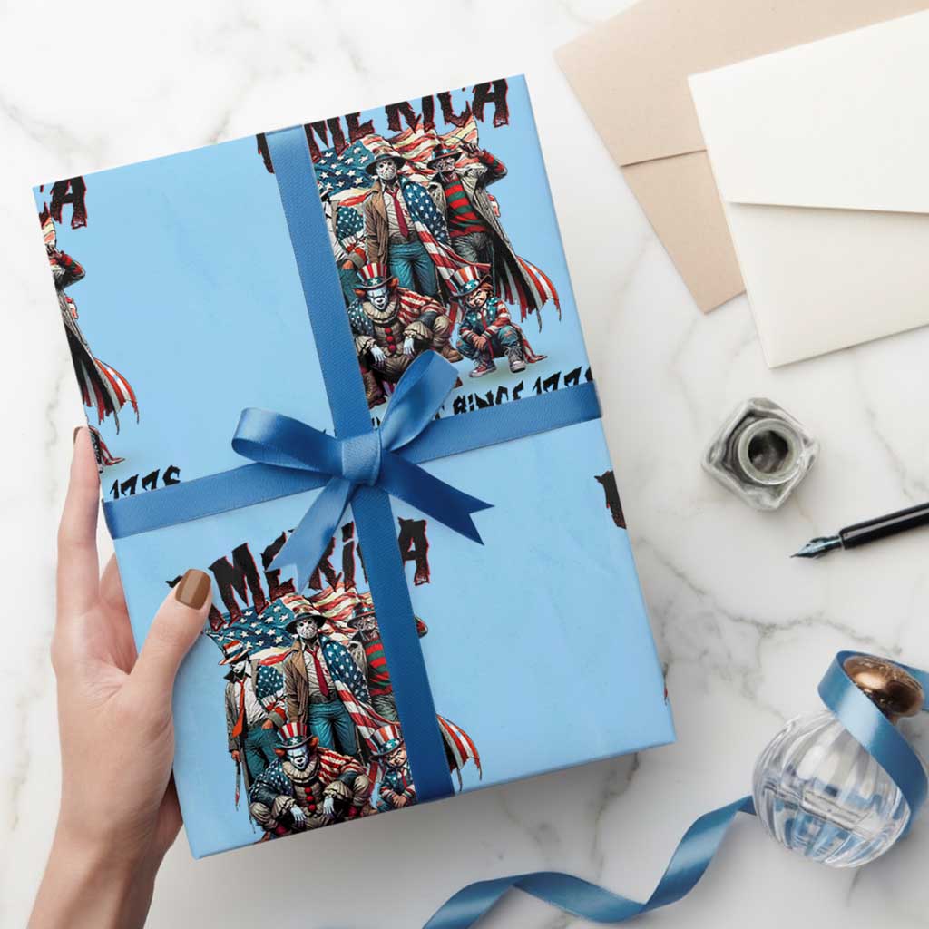 Patriotic Horror Mashup Wrapping Paper Roll America Killing It Since 1776 - Wonder Print Shop