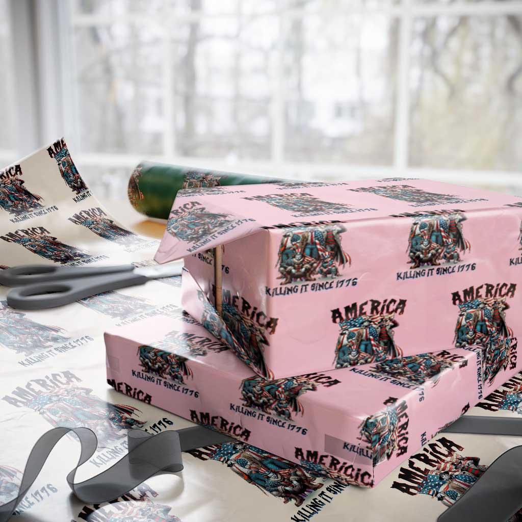 Patriotic Horror Mashup Wrapping Paper Roll America Killing It Since 1776 - Wonder Print Shop