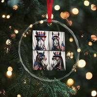 Patriotic Horse Selfie Squad Crystal Glass Ornament USA Flag Red White And Blue Graphic