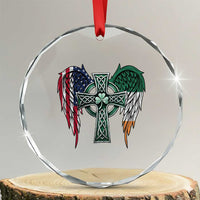 Patriotic Irish American Cross Crystal Glass Ornament St Patricks Day Religious Gift