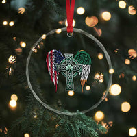 Patriotic Irish American Cross Crystal Glass Ornament St Patricks Day Religious Gift