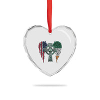 Patriotic Irish American Cross Heart Crystal Glass Ornament St Patricks Day Religious Gift