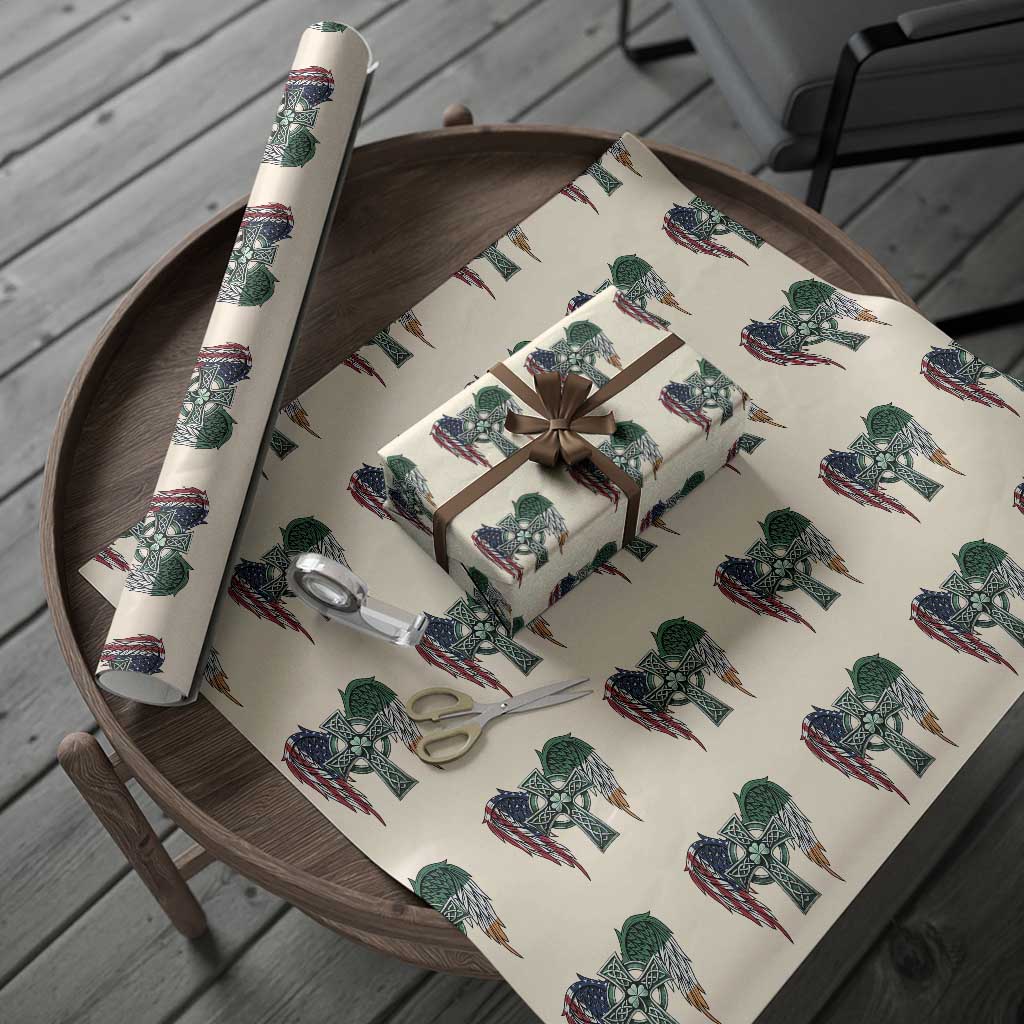 Patriotic Irish American Cross Wrapping Paper Roll St Patricks Day Religious Gift