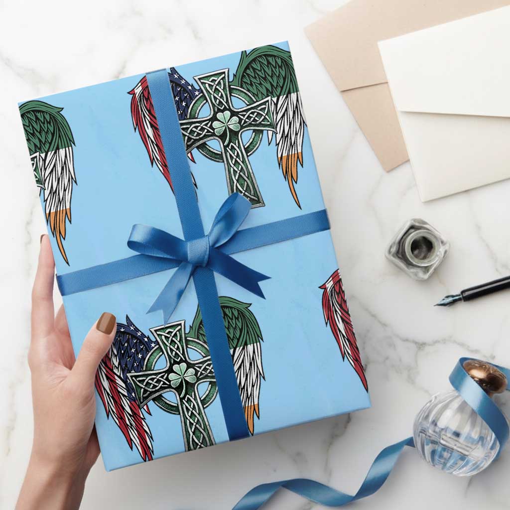 Patriotic Irish American Cross Wrapping Paper Roll St Patricks Day Religious Gift
