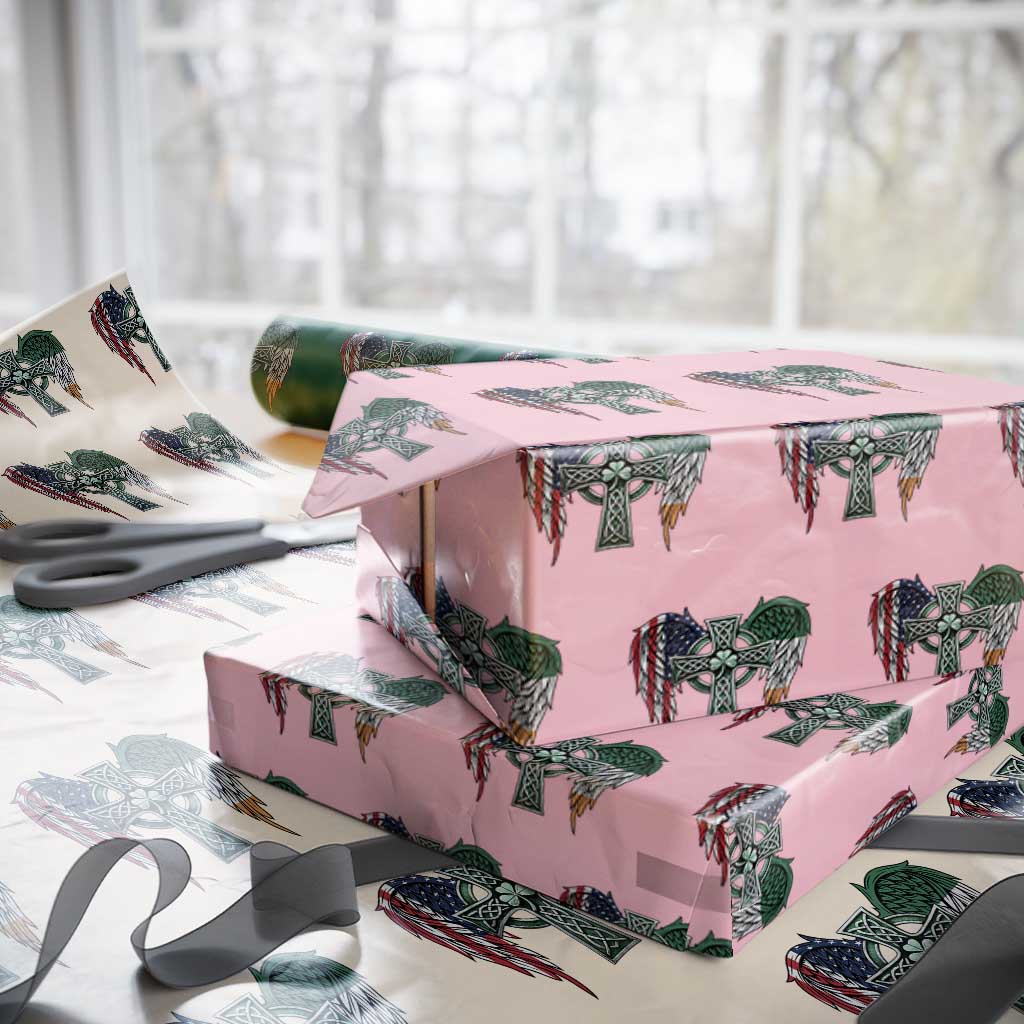 Patriotic Irish American Cross Wrapping Paper Roll St Patricks Day Religious Gift