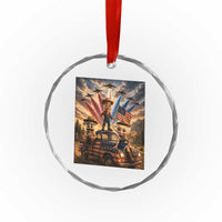 Patriotic Italian Brainrot Farmer Meme Crystal Glass Ornament Funny USA Freedom Jet Fighter Graphic