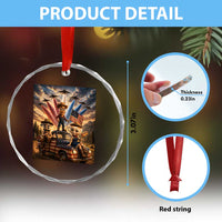 Patriotic Italian Brainrot Farmer Meme Crystal Glass Ornament Funny USA Freedom Jet Fighter Graphic
