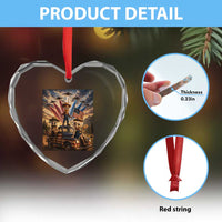 Patriotic Italian Brainrot Farmer Meme Heart Crystal Glass Ornament Funny USA Freedom Jet Fighter Graphic