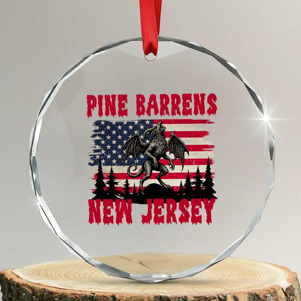 Patriotic Jersey Devil Crystal Glass Ornament Pine Barrens New Jersey Cryptid