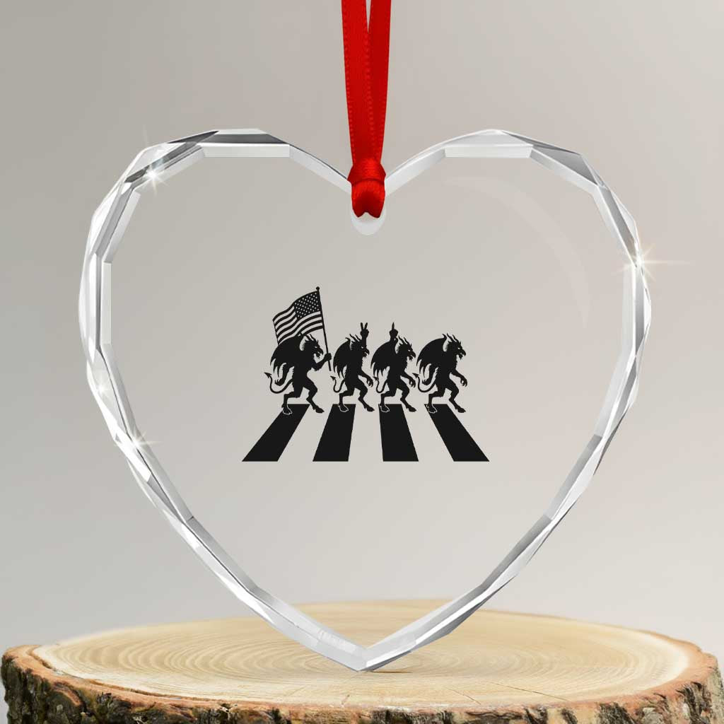Patriotic Jersey Devil Heart Crystal Glass Ornament New Jersey Cryptid Gift