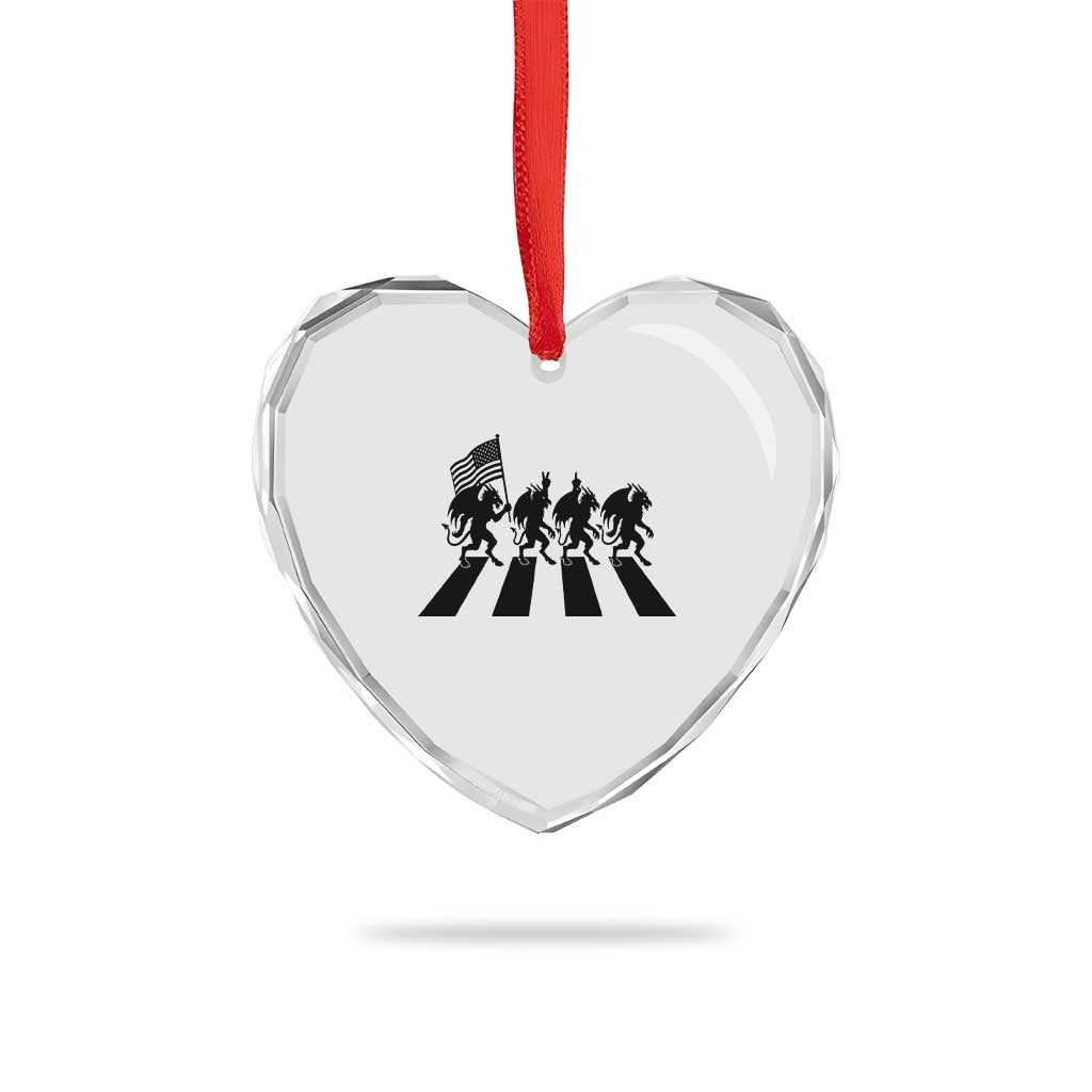Patriotic Jersey Devil Heart Crystal Glass Ornament New Jersey Cryptid Gift