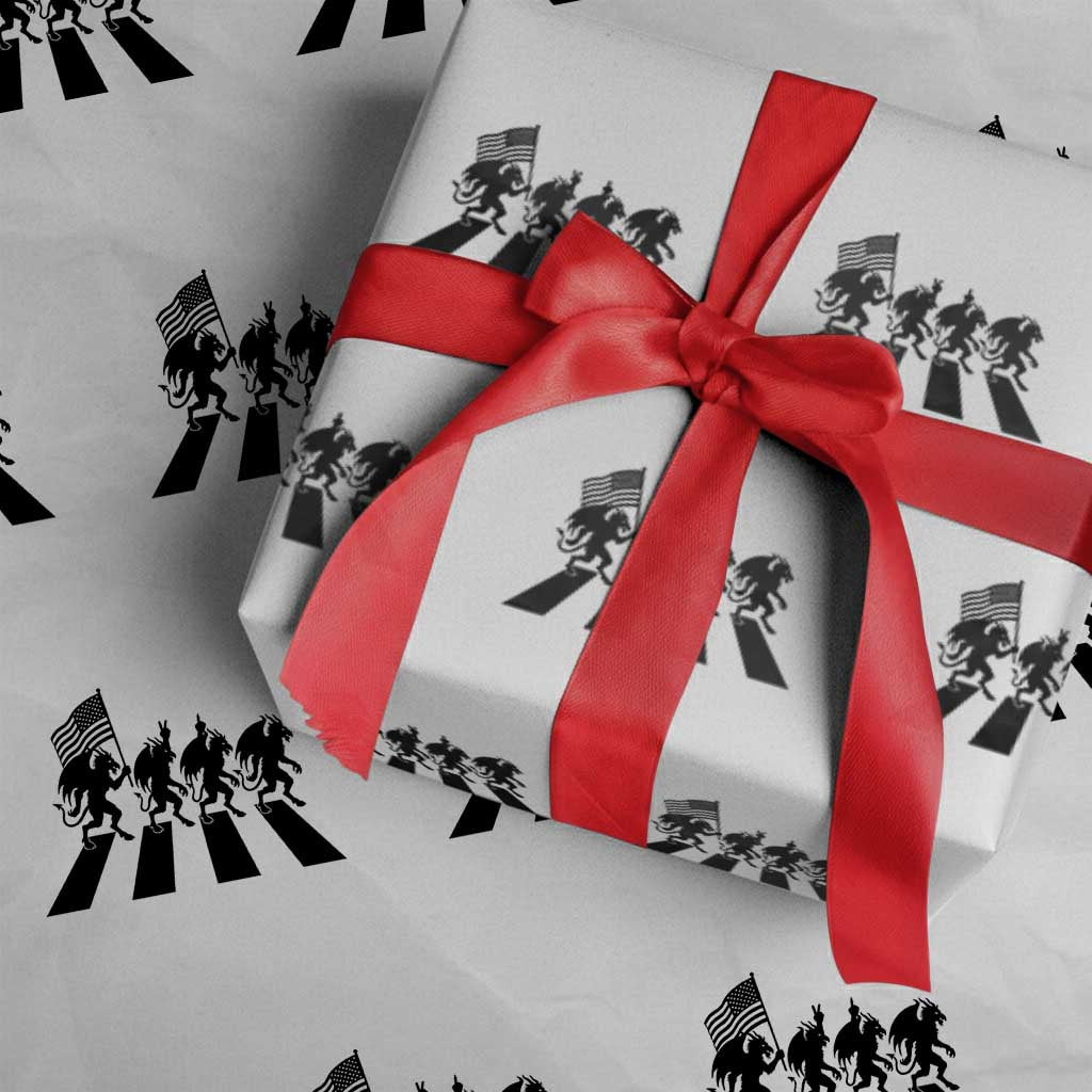 Patriotic Jersey Devil Wrapping Paper Roll New Jersey Cryptid Gift