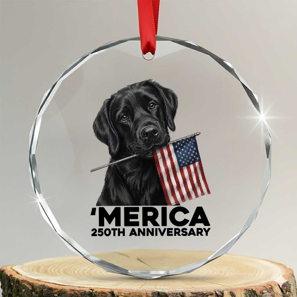 Patriotic Labrador Retriever Crystal Glass Ornament America 250th Anniversary Gift