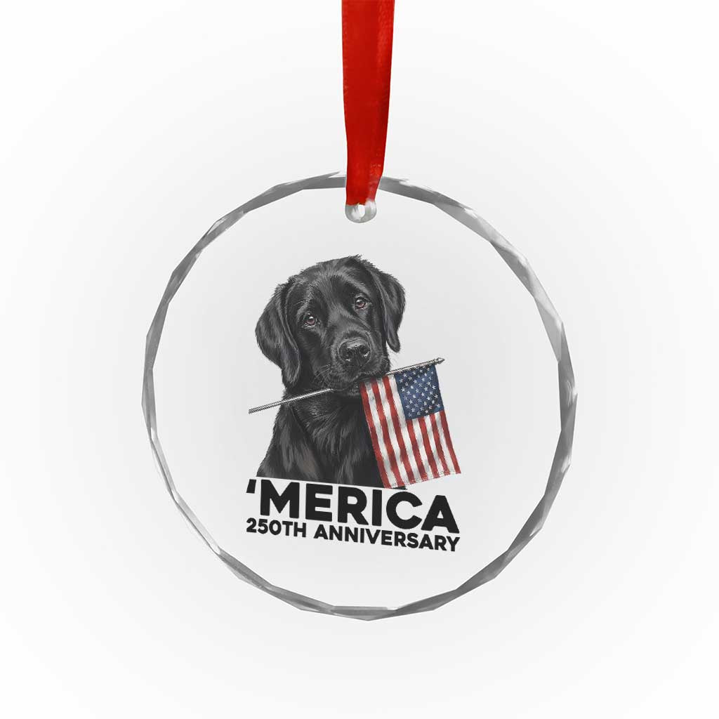 Patriotic Labrador Retriever Crystal Glass Ornament America 250th Anniversary Gift