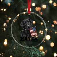 Patriotic Labrador Retriever Crystal Glass Ornament America 250th Anniversary Gift