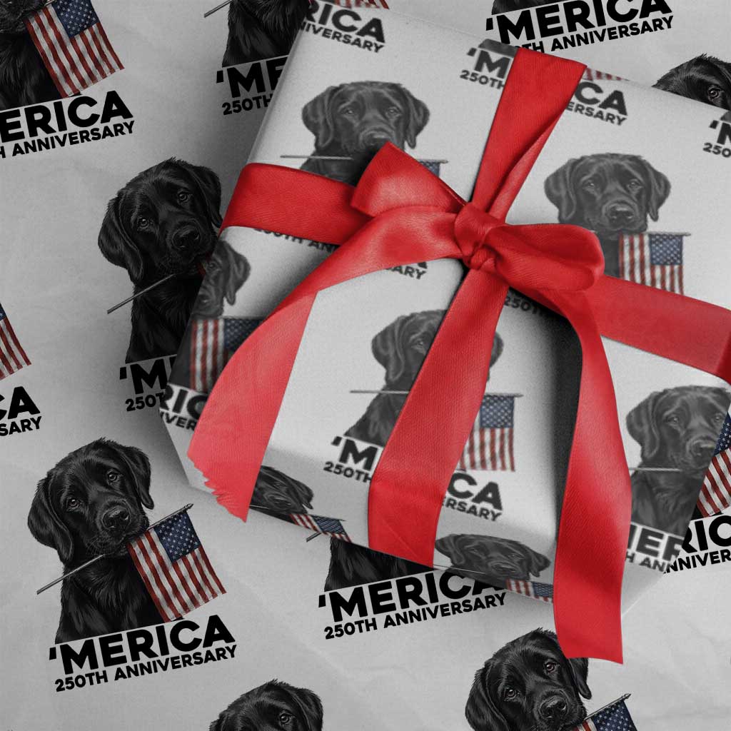 Patriotic Labrador Retriever Wrapping Paper Roll America 250th Anniversary Gift