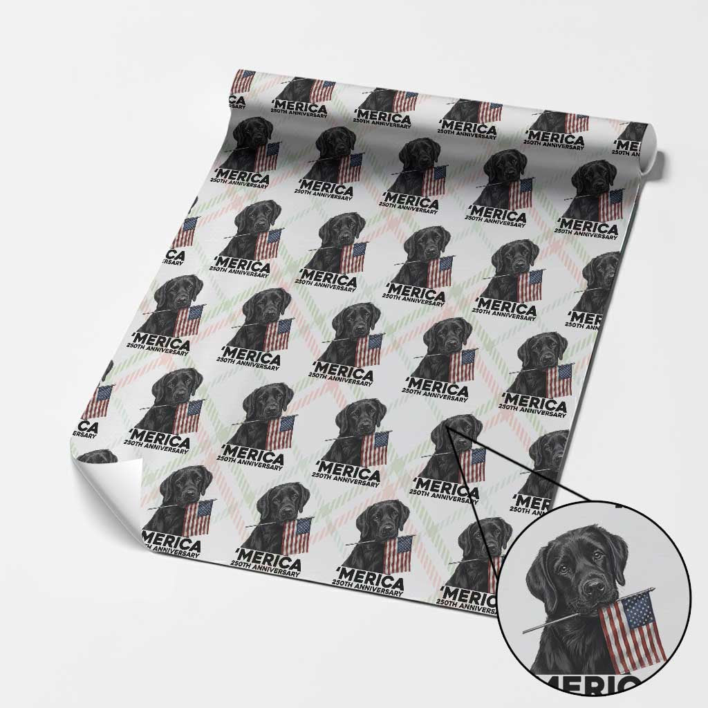 Patriotic Labrador Retriever Wrapping Paper Roll America 250th Anniversary Gift