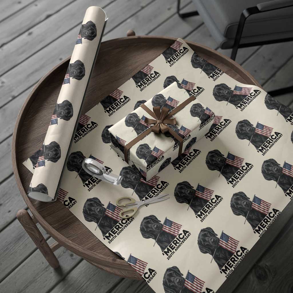 Patriotic Labrador Retriever Wrapping Paper Roll America 250th Anniversary Gift