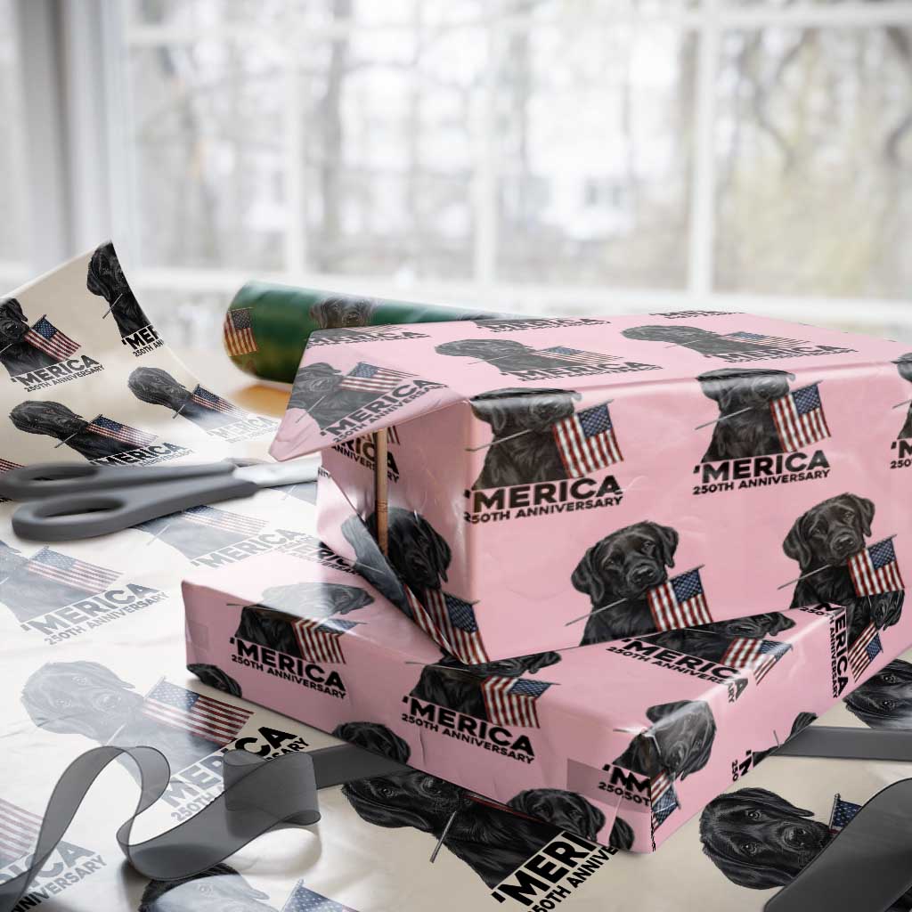 Patriotic Labrador Retriever Wrapping Paper Roll America 250th Anniversary Gift