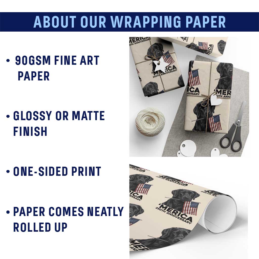 Patriotic Labrador Retriever Wrapping Paper Roll America 250th Anniversary Gift