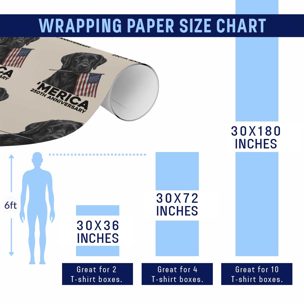 Patriotic Labrador Retriever Wrapping Paper Roll America 250th Anniversary Gift