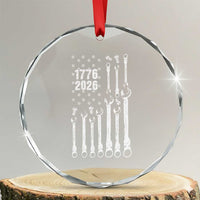 Patriotic Mechanic Gift Crystal Glass Ornament American Flag Automotive Lover