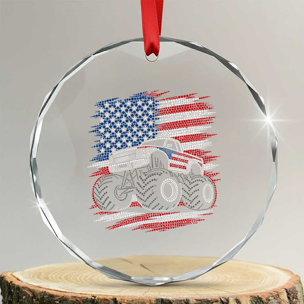 Patriotic Monster Truck Polka Dot Crystal Glass Ornament Dot Day Gift