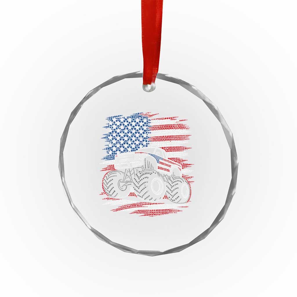 Patriotic Monster Truck Polka Dot Crystal Glass Ornament Dot Day Gift