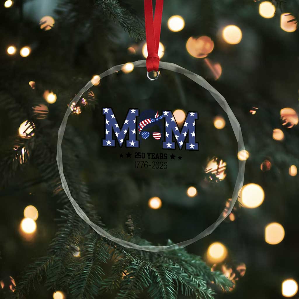 Patriotic Mothers Day Gift Crystal Glass Ornament USA 250 Years Celebration