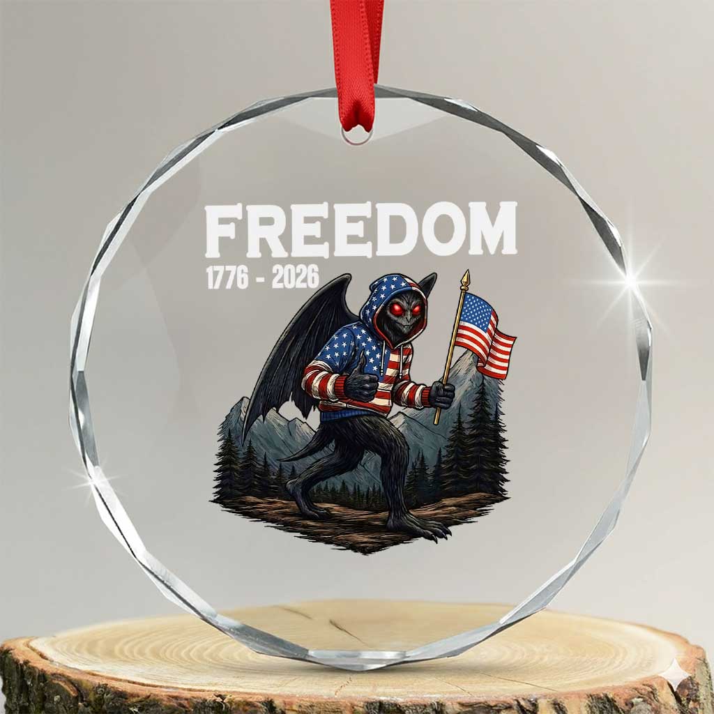 Patriotic Mothman Lover Crystal Glass Ornament Funny USA 250 Anniversary Gift