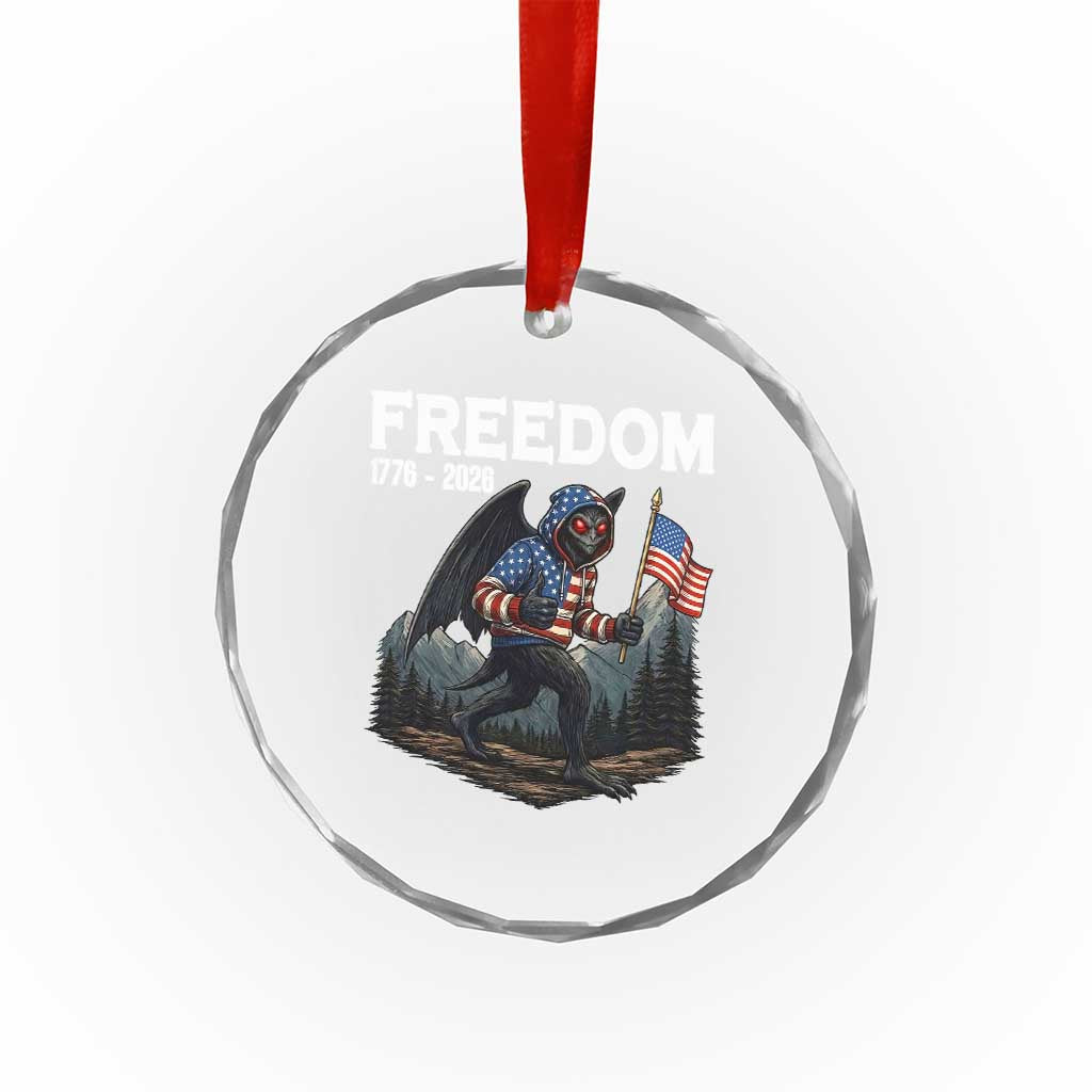 Patriotic Mothman Lover Crystal Glass Ornament Funny USA 250 Anniversary Gift