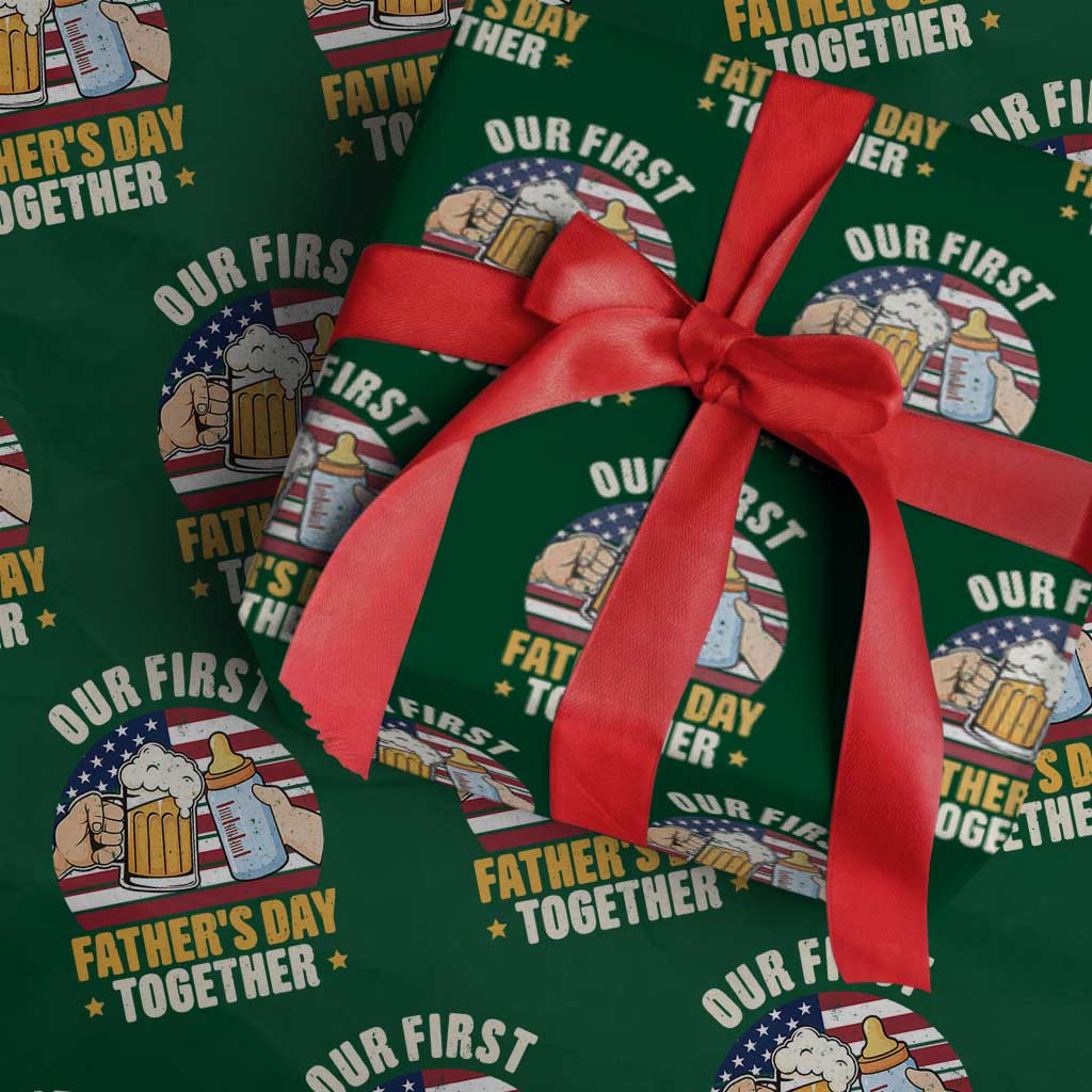 Patriotic Our First Fathers Day Together Wrapping Paper Roll Gift For New Dad
