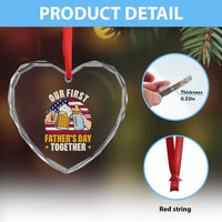 Patriotic Our First Fathers Day Together Heart Crystal Glass Ornament Gift For New Dad