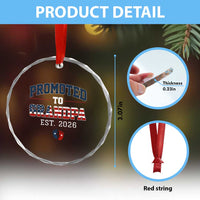 Patriotic Promoted To Grandpa Est 2026 Crystal Glass Ornament US Flag New Father Gift
