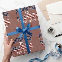 Patriotic Promoted To Grandpa Est 2026 Wrapping Paper Roll US Flag New Father Gift