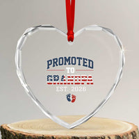 Patriotic Promoted To Grandpa Est 2026 Heart Crystal Glass Ornament US Flag New Father Gift