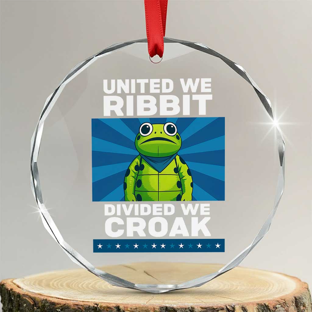 Patriotic Protest Portland Frog Crystal Glass Ornament United We Ribbit Divided We Croak Resist - Wonder Print Shop