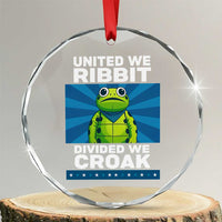 Patriotic Protest Portland Frog Crystal Glass Ornament United We Ribbit Divided We Croak Resist - Wonder Print Shop