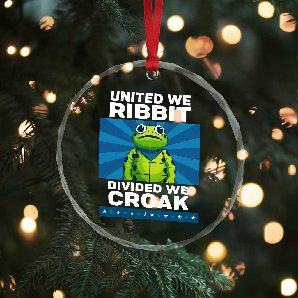 Patriotic Protest Portland Frog Crystal Glass Ornament United We Ribbit Divided We Croak Resist - Wonder Print Shop