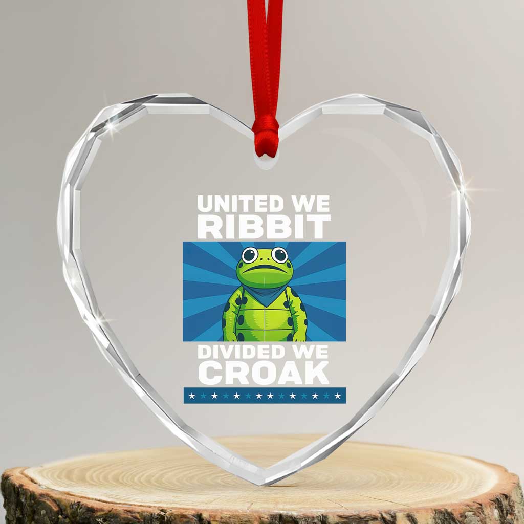 Patriotic Protest Portland Frog Heart Crystal Glass Ornament United We Ribbit Divided We Croak Resist - Wonder Print Shop